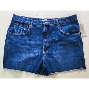 Nine Eight New York Plus 18W Dark Wash Denim Cut Off Shorts Stretch 34in NWT